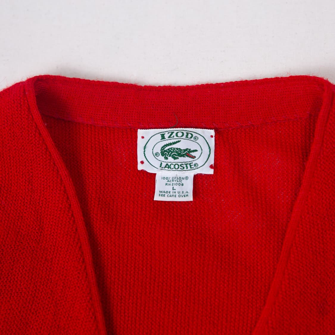 70s IZOD Lacoste 아크릴 가디건 레드 상품이미지4