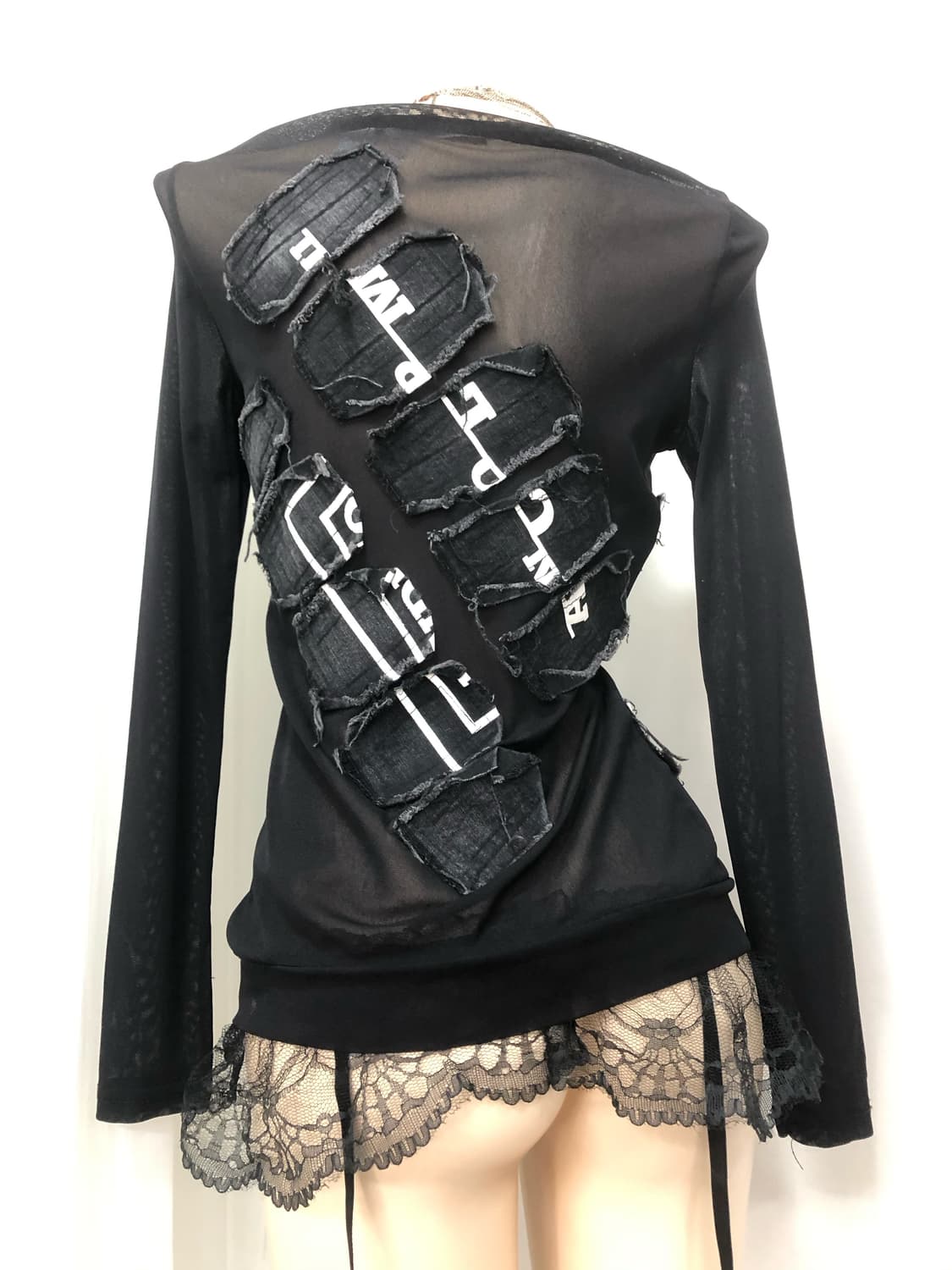 pump grunge punk zipper detail sheer top 상품이미지3
