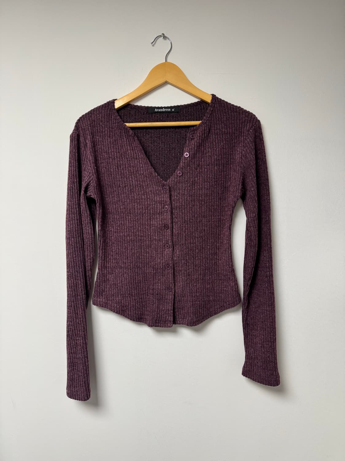 어반드레스 골지 니트 브이넥 가디건 니트 퍼플 M 상품이미지5