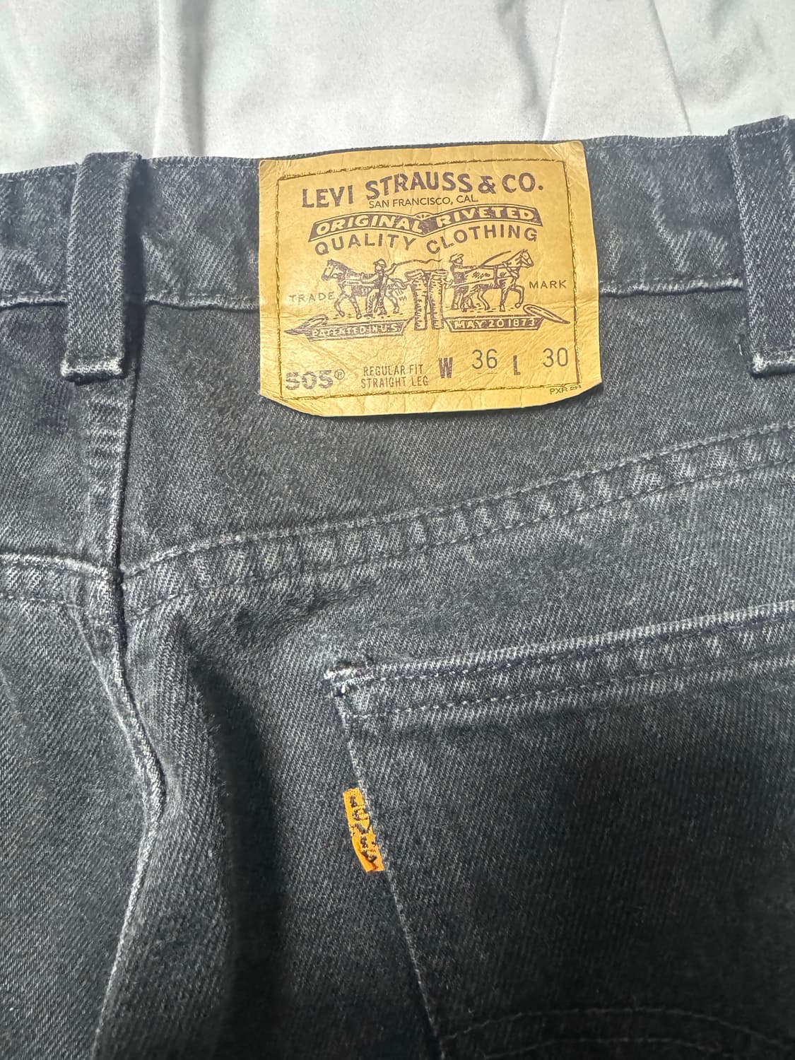 90’s 리바이스 505 오렌지탭 흑청 36x30 상품이미지3