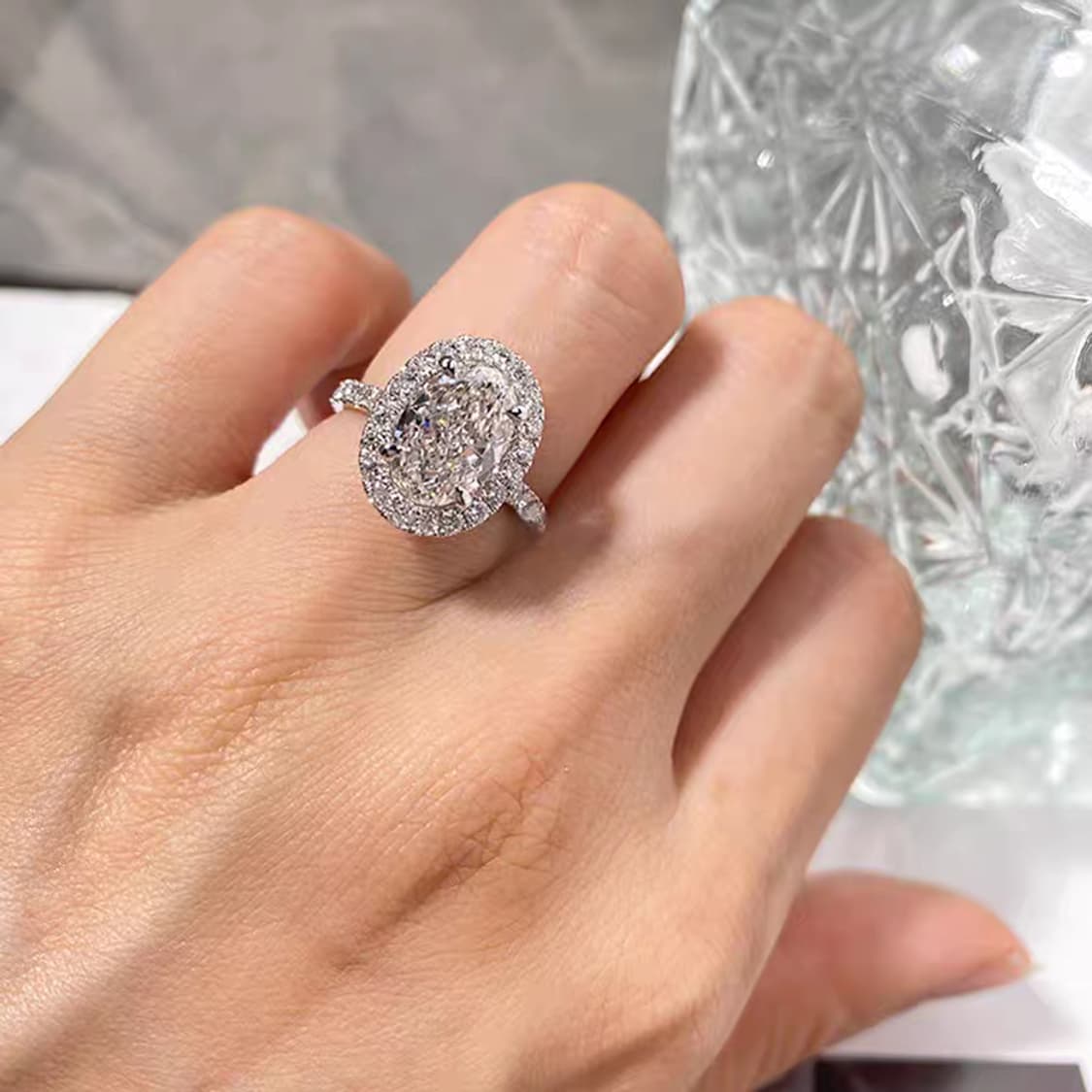 Oceanora 랩 그로운 다이아몬드 PT950 여성용 웨딩 반지 상품이미지5