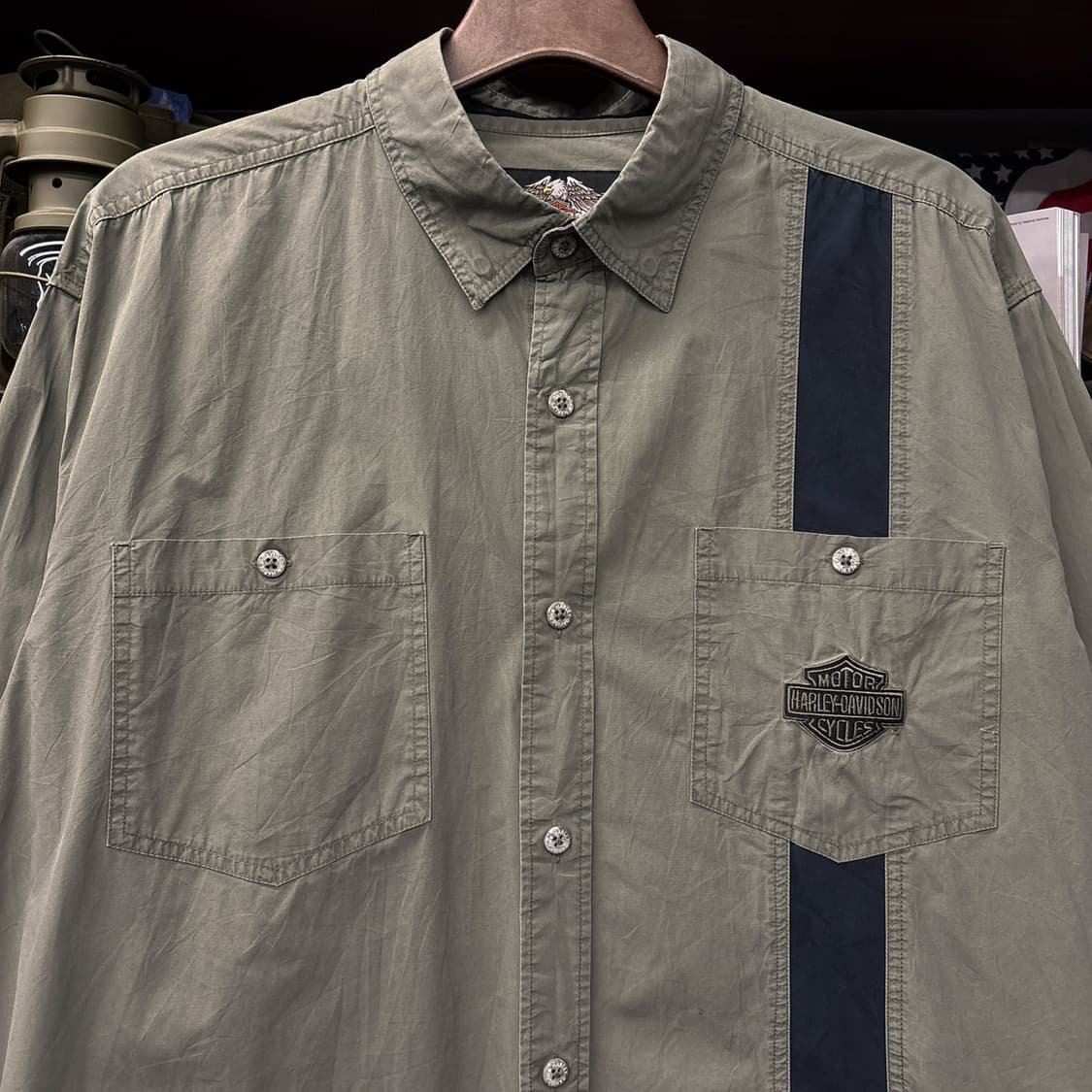 00s 할리데이비슨 블랙라벨 밀리터리 백프린팅 바이커 셔츠 N121 상품이미지3