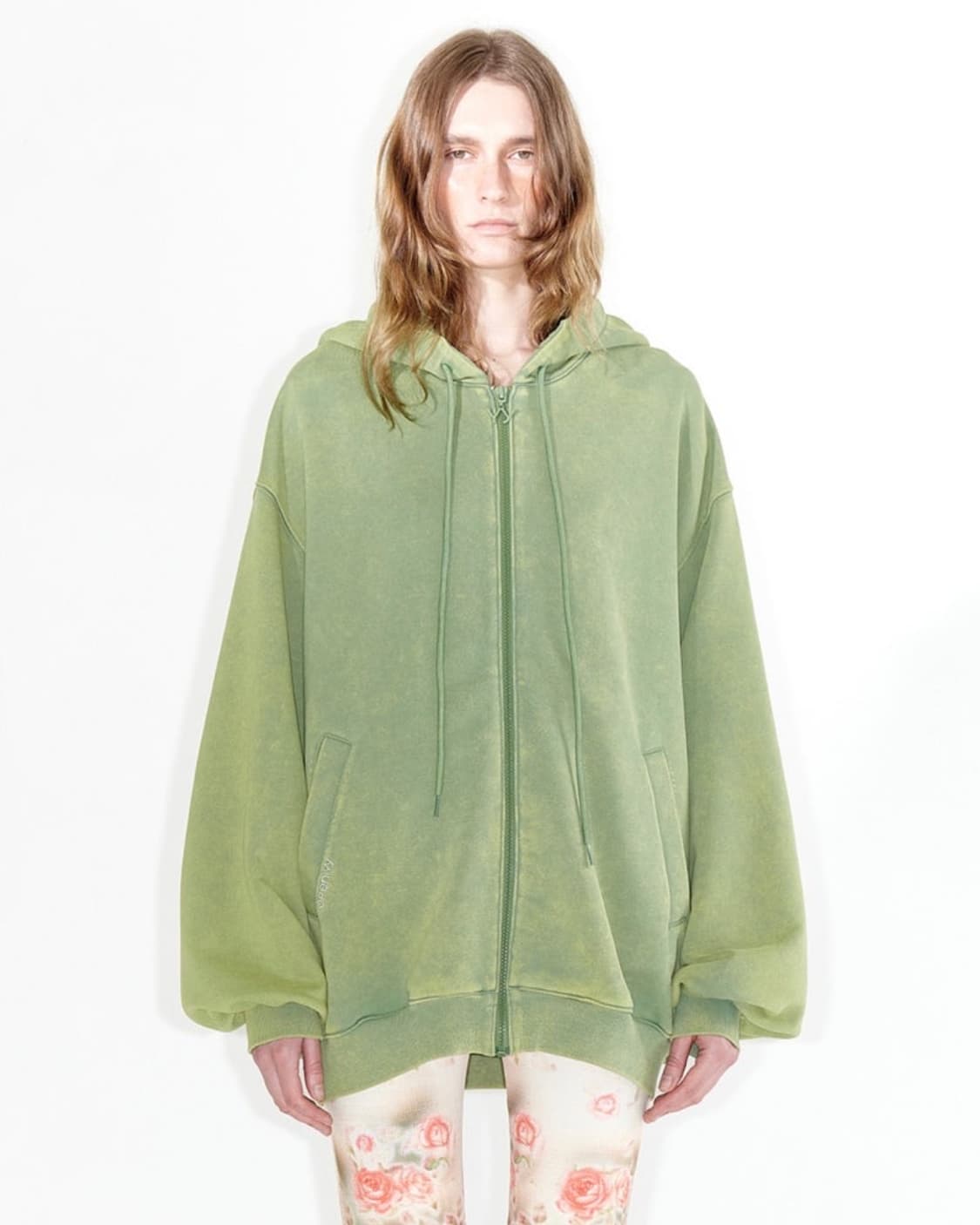 Openyy wide box hoodie 오픈와이와이 후드집업 그린 상품이미지1