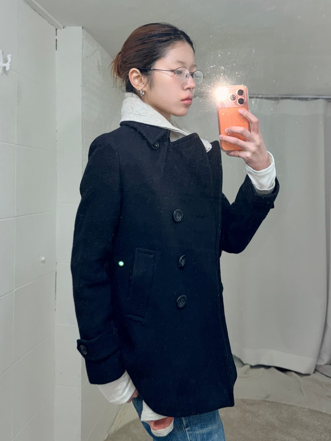 그런지 프레피 더블 코트 상의 세트 상품이미지2