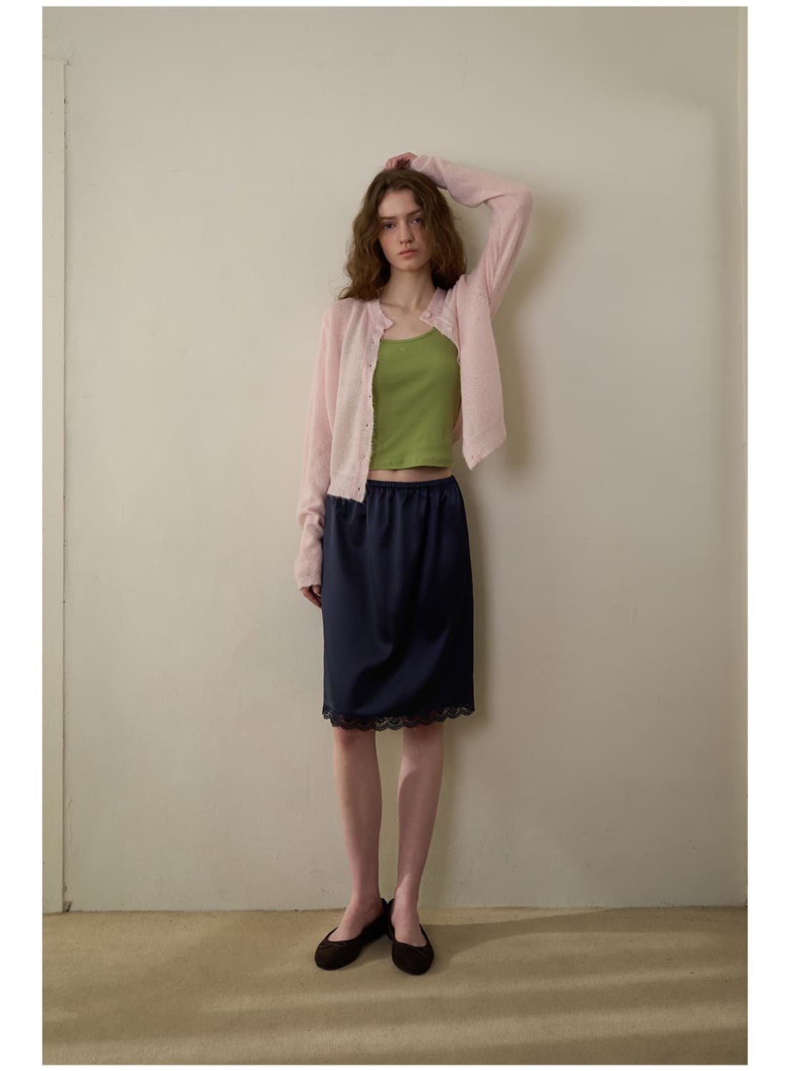 위드아웃썸머 새틴스커트 네이비 상품이미지2