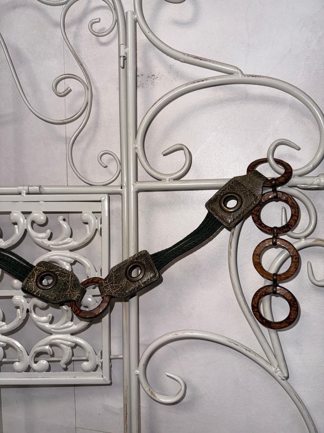 Khaki brown wood strap chain belt 상품이미지3