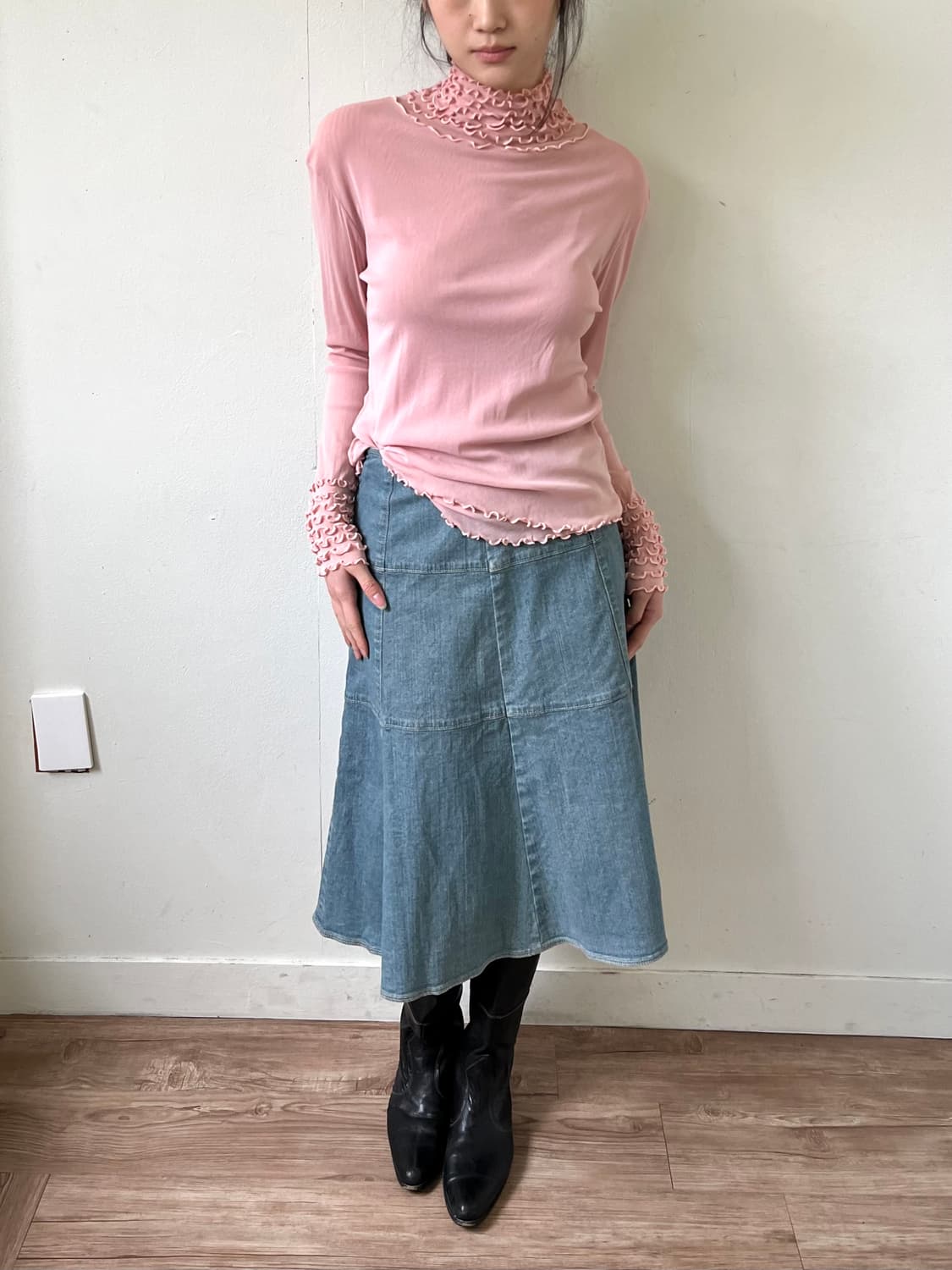 Witn you 인디핑크 프릴넥 터틀넥 상품이미지6