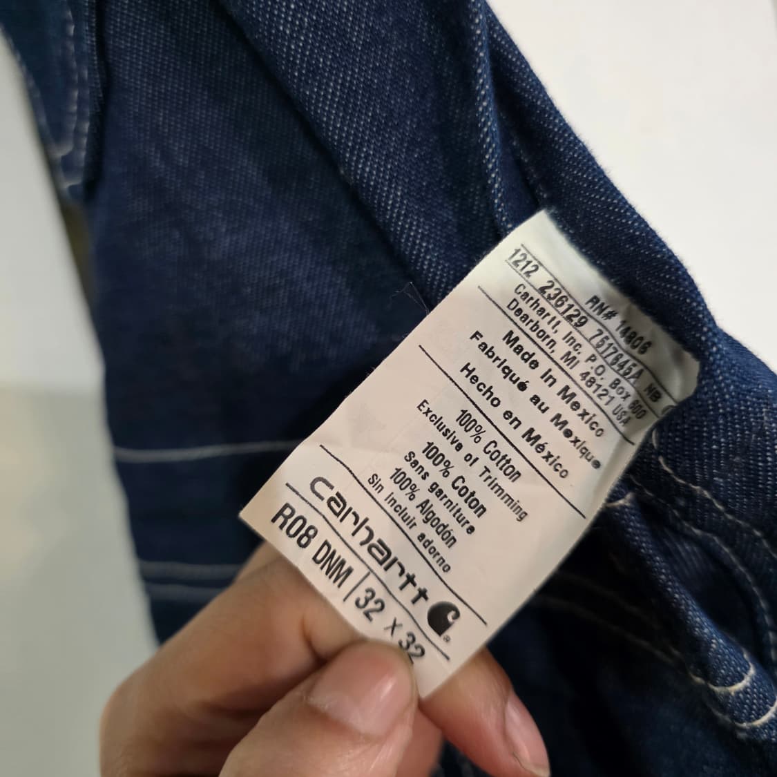 칼하트 멕시코 R08 데님 오버롤 팬츠 멜빵바지 32x32 상품이미지10