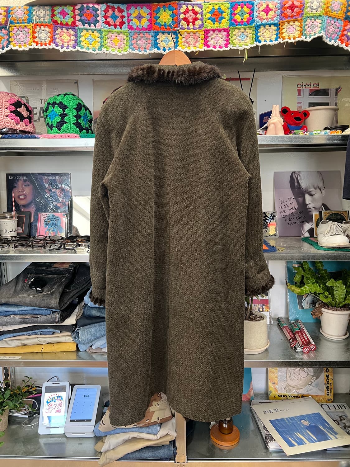90s Vintage Fur Trim Wool Long Coat 상품이미지4
