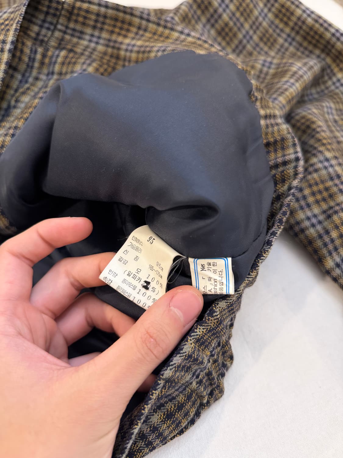 90s YSL 입생로랑 체크패턴 알파카 울 블루종 봄버자켓 상품이미지5