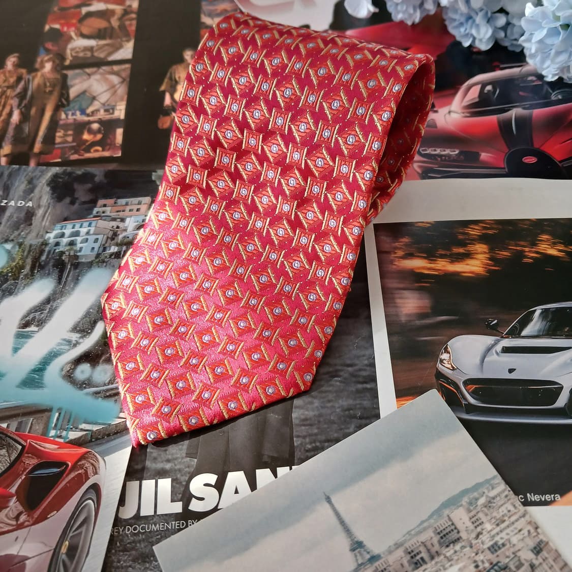 밀라숀 실크 레드 자수 패턴 넥타이 9.2cm A+등급 A19402
 상품이미지4