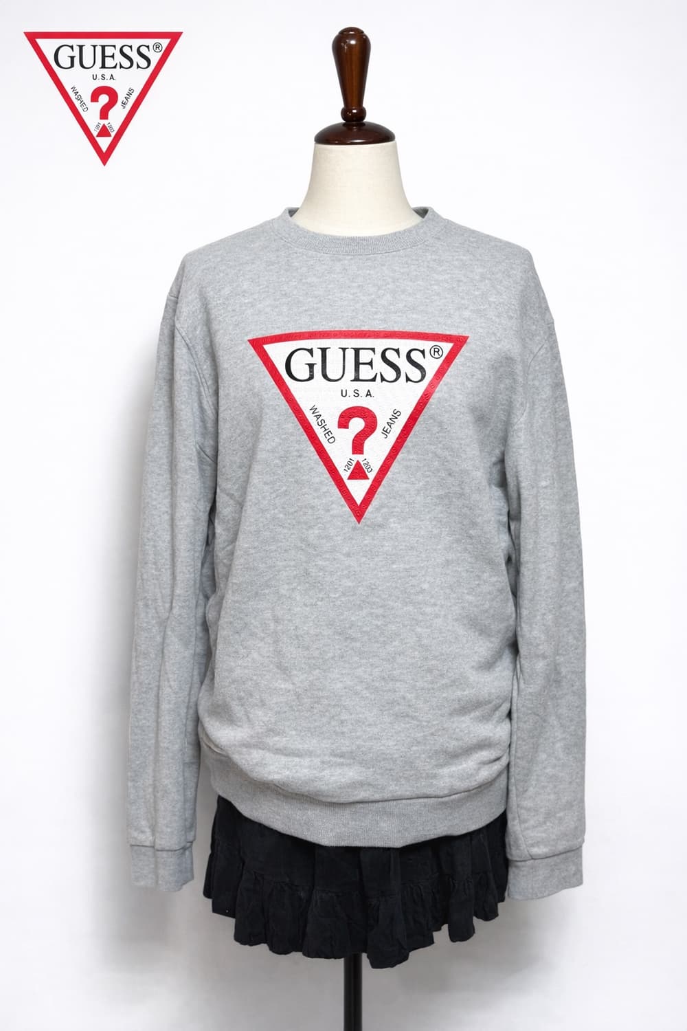 게스 GUESS 빅 트라이앵글 로고 맨투맨 (그 레이) 상품이미지1
