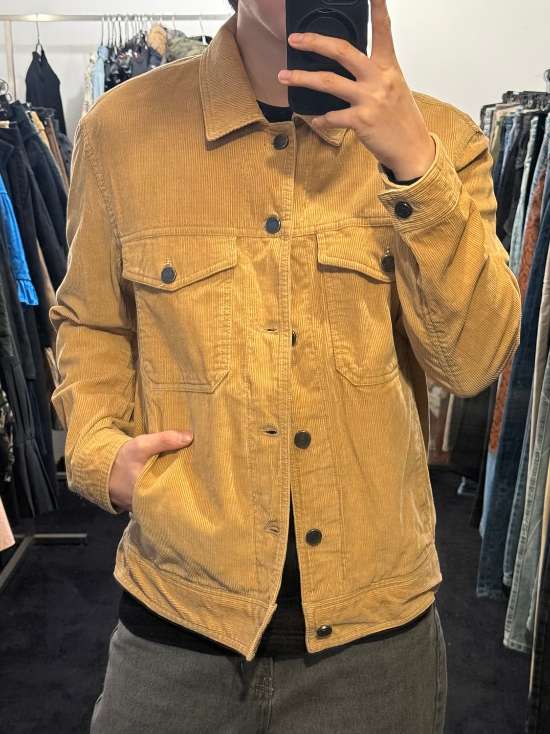 스파오 맨 남자 코듀로이 골덴 베이지 트러커 자켓 105 XL 웨스턴 상품이미지1