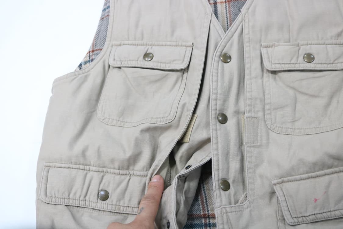 빈티지 베이지 멀티포켓 체크 라이닝 워크 베스트 (L) 상품이미지10