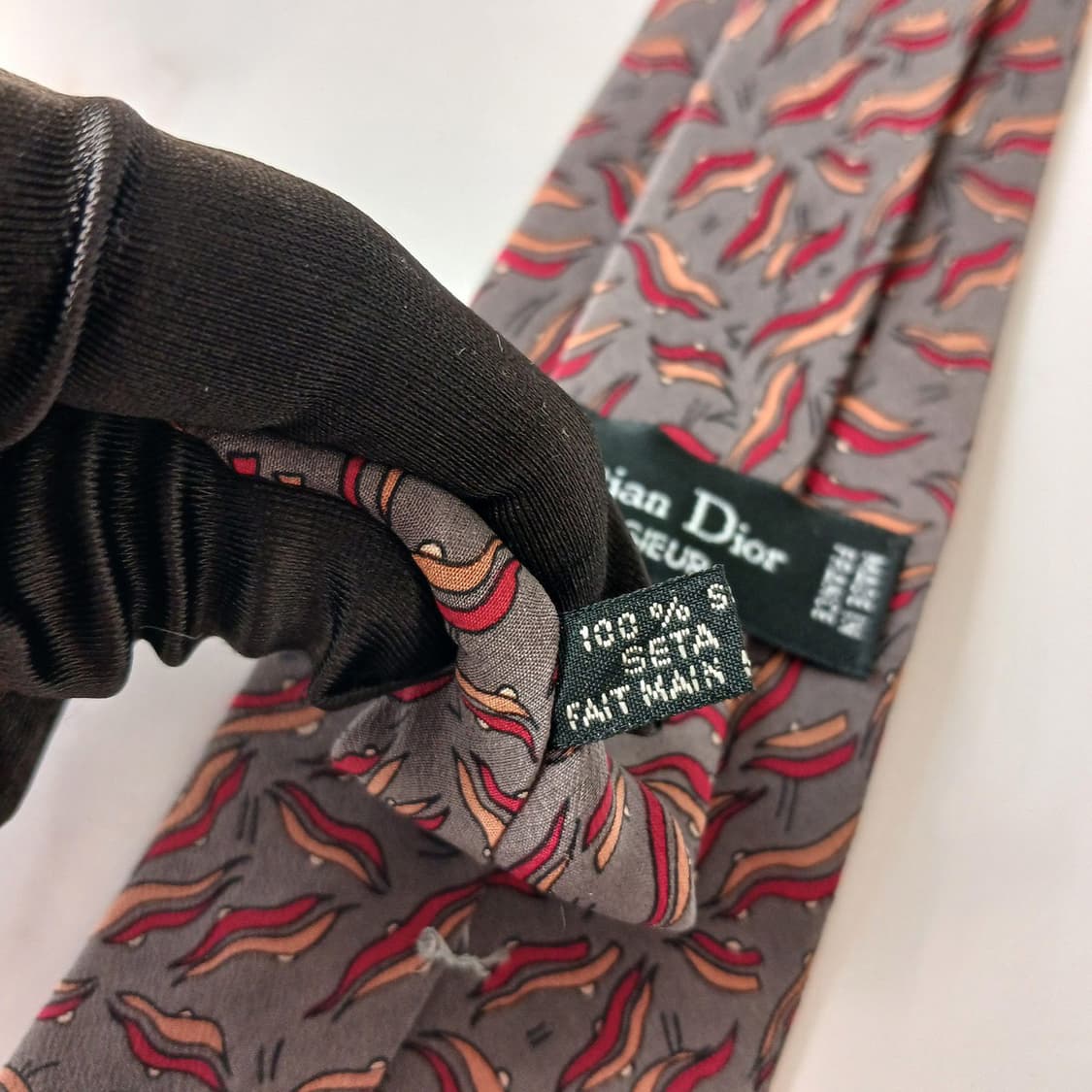 크리스찬 디올 실크 브라운 패턴 넥타이 8cm A~B등급 E838 상품이미지7