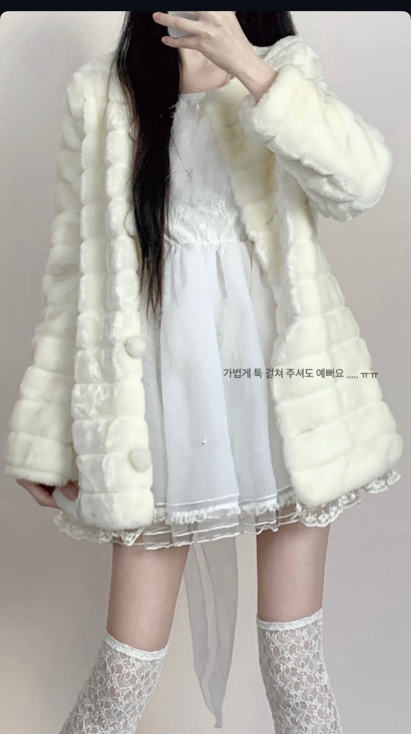 리즈리사 크림아이보리 레이스 퍼자켓 상품이미지3