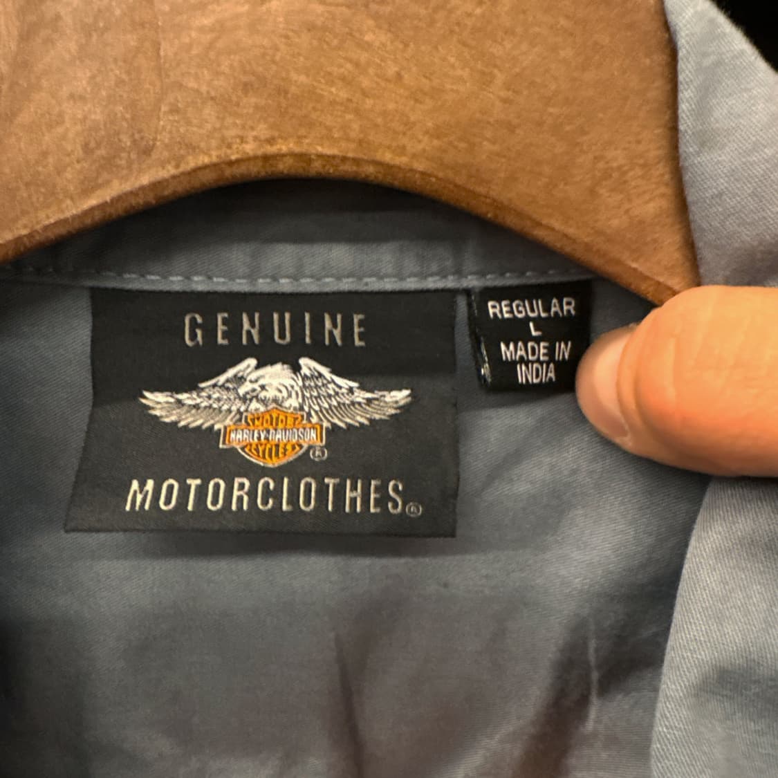 00s 할리데이비슨 모터사이클 레터링 원패치 코튼 워크셔츠 N198 상품이미지6