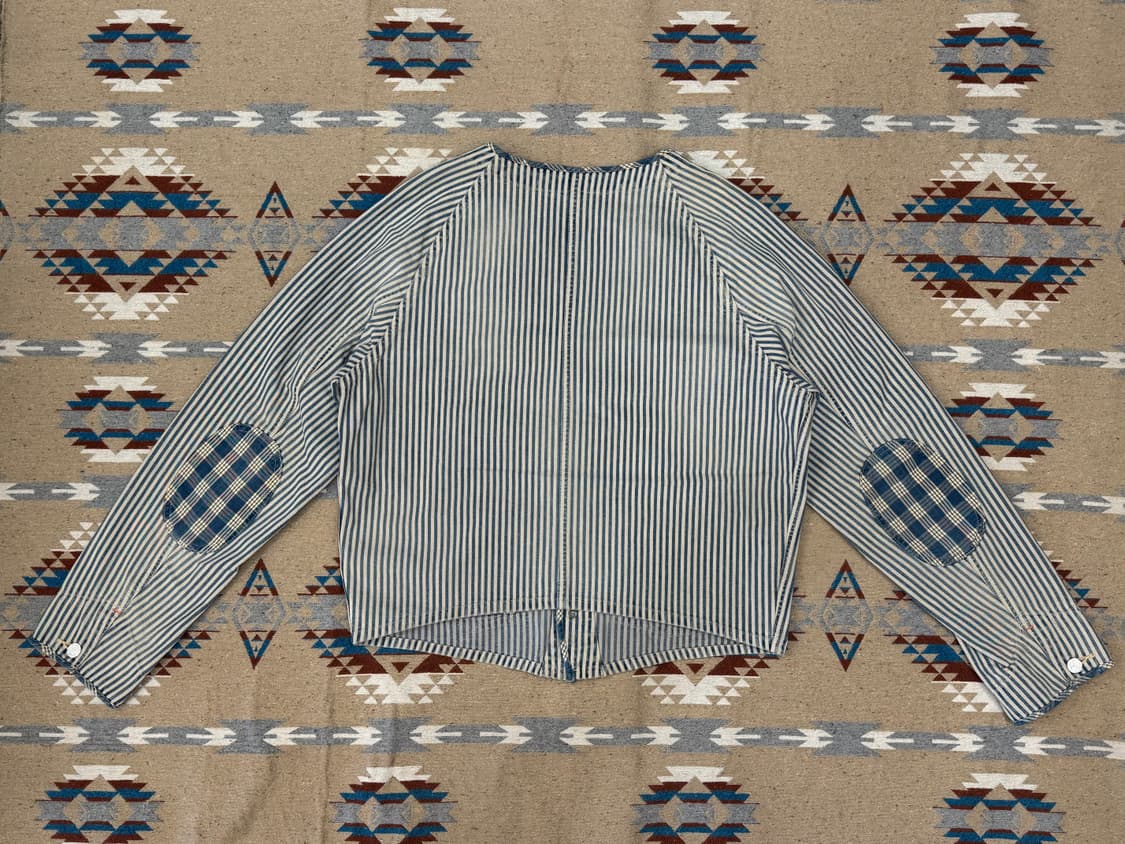 [L] 포터클래식 패치워크 스트라이프 블루종 데님 자켓  상품이미지5