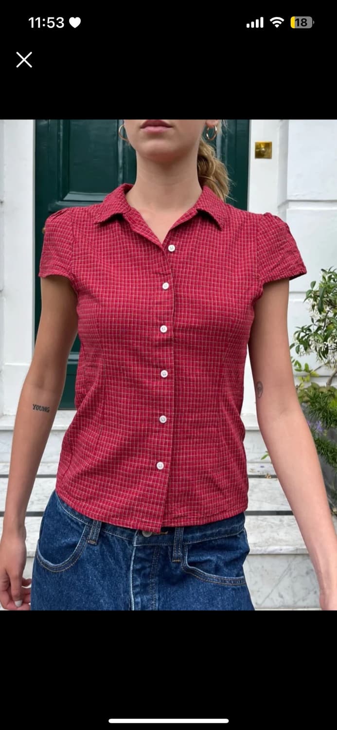 브랜디멜빌 rue plaid top 레드 체크 셔츠 상품이미지1
