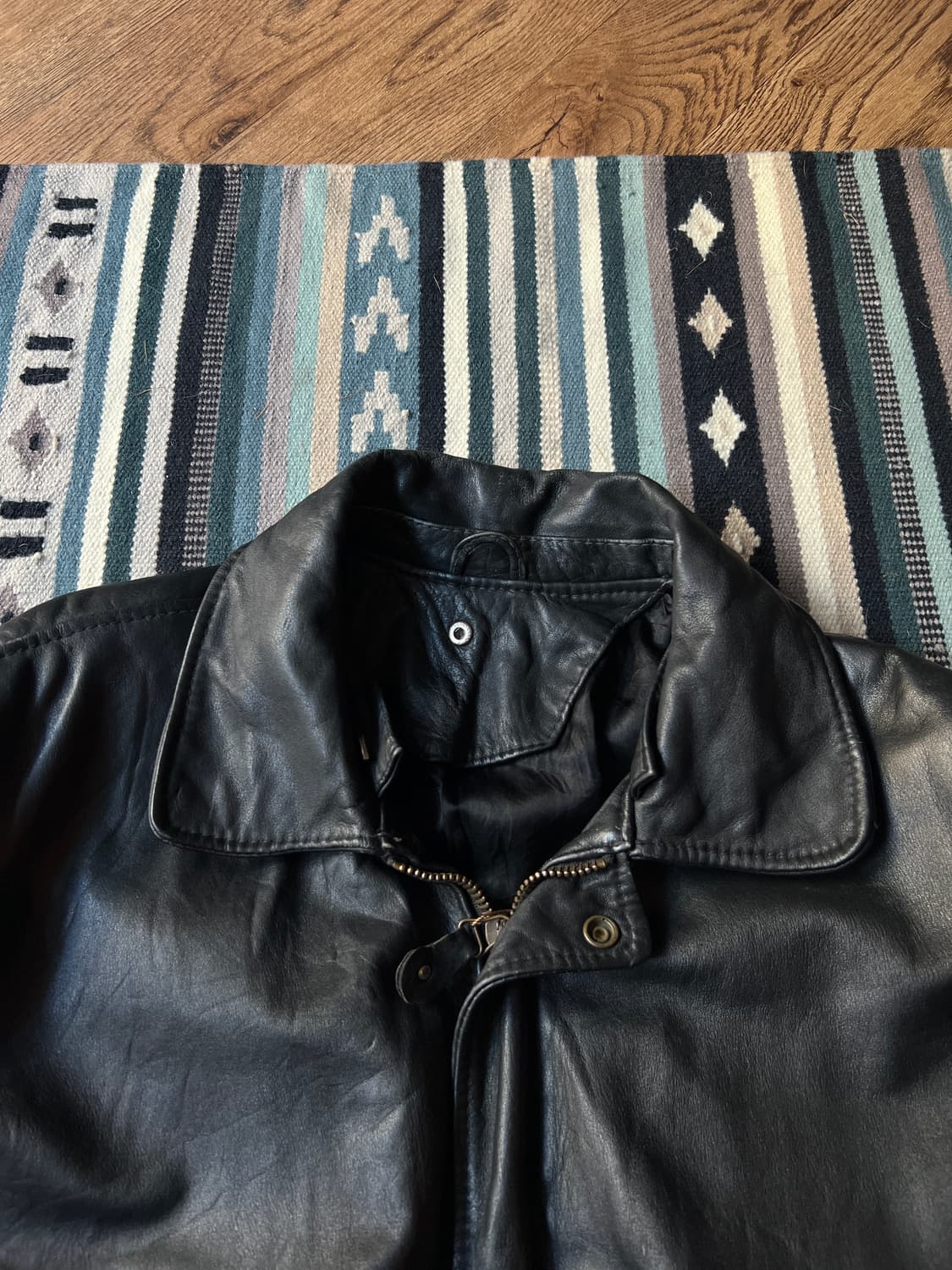 [XL]90's USA 빈티지 리얼레더 A-2 블랙 플라이트 자켓 상품이미지2