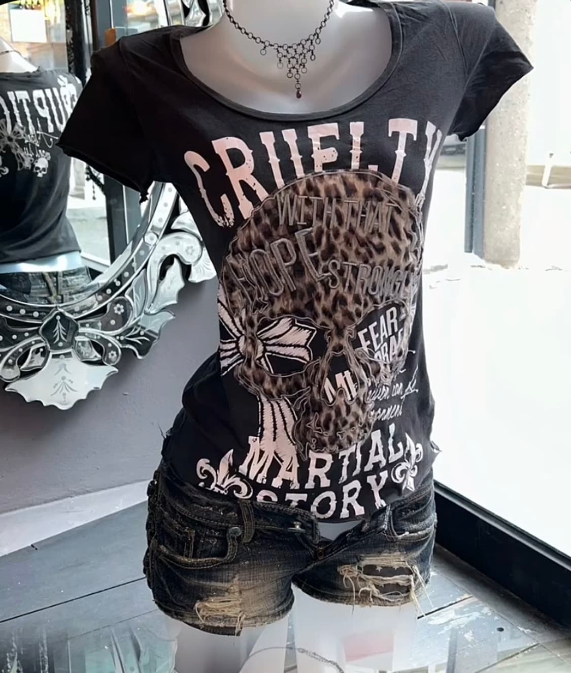 punk 펑크 해골 skull 레오파드 호피 반팔 상품이미지1