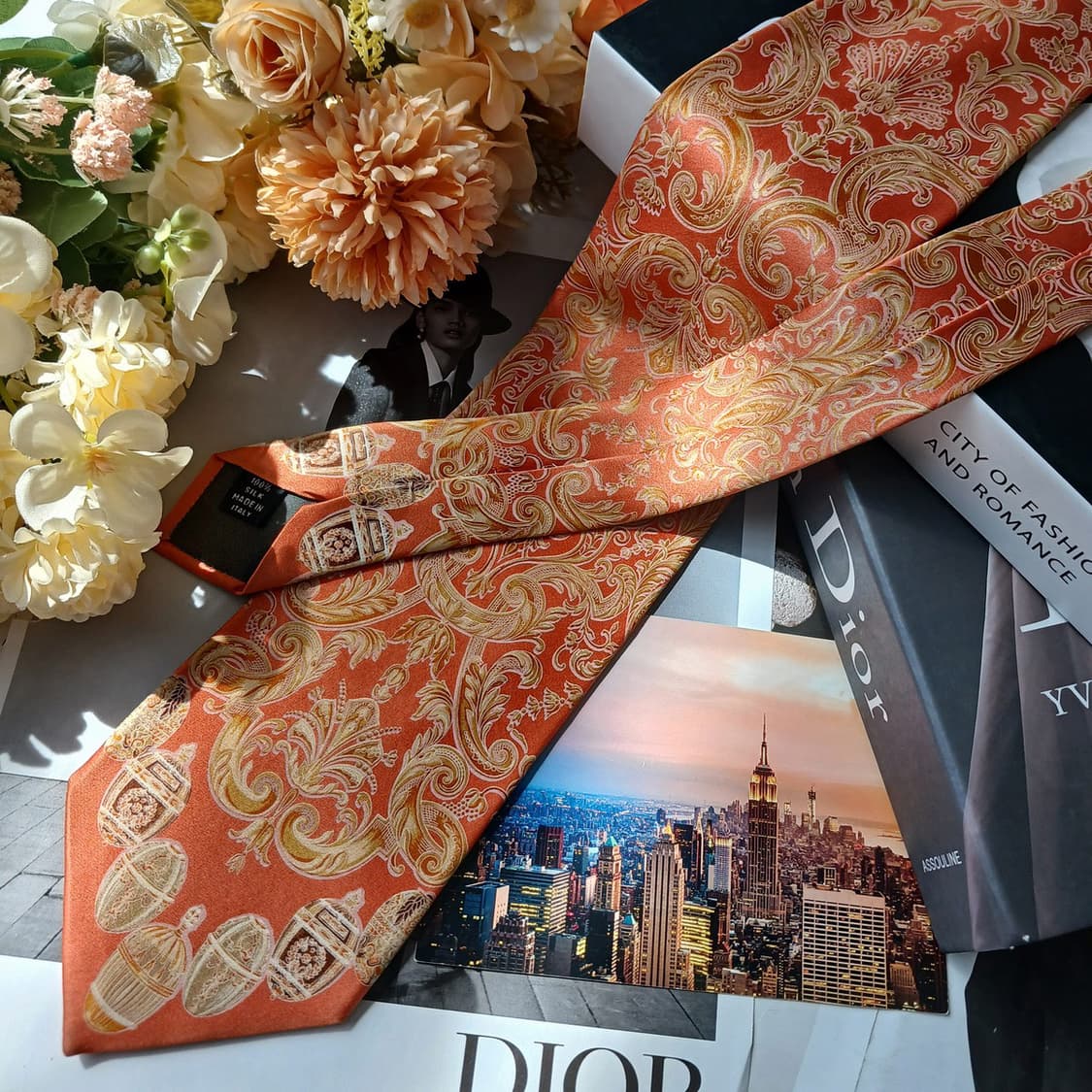 지안프랑코 페레 실크 오렌지 페이즐리 넥타이 9.7cm A+등급 G7
 상품이미지4