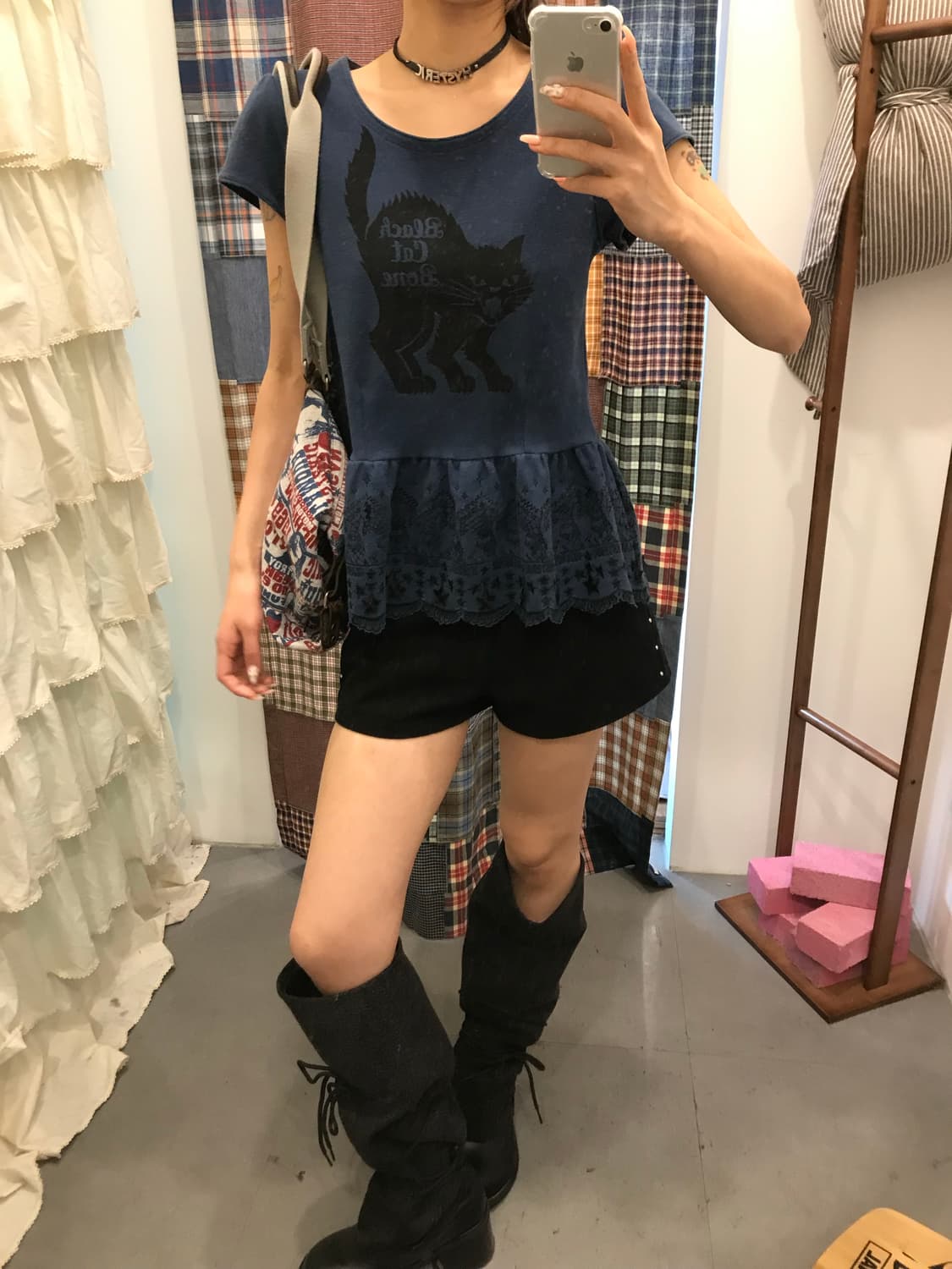 히스테릭글래머 블루 캣 펀칭 반팔티  상품이미지4