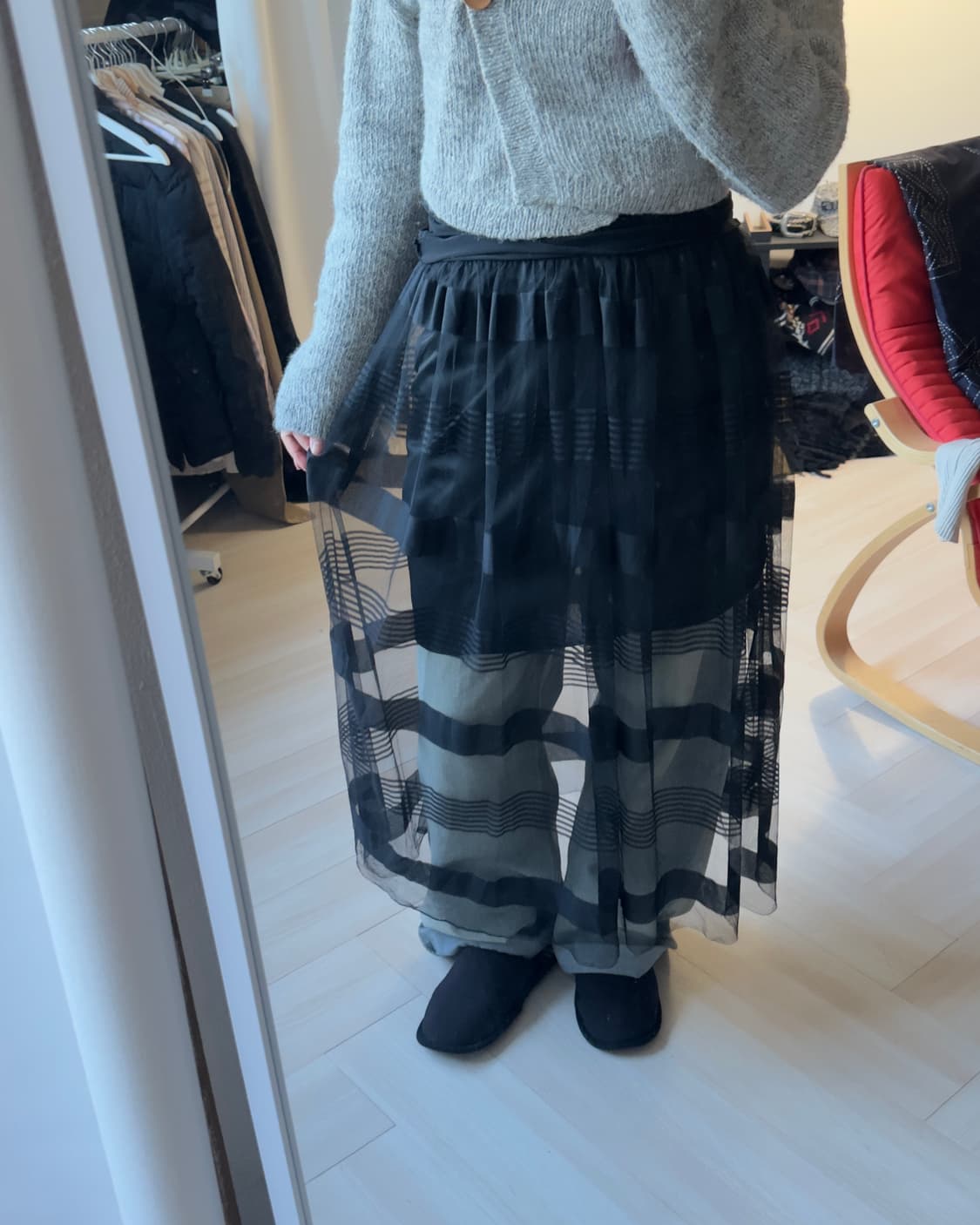 [vtg] chiffon layerd check skirt   상품이미지7
