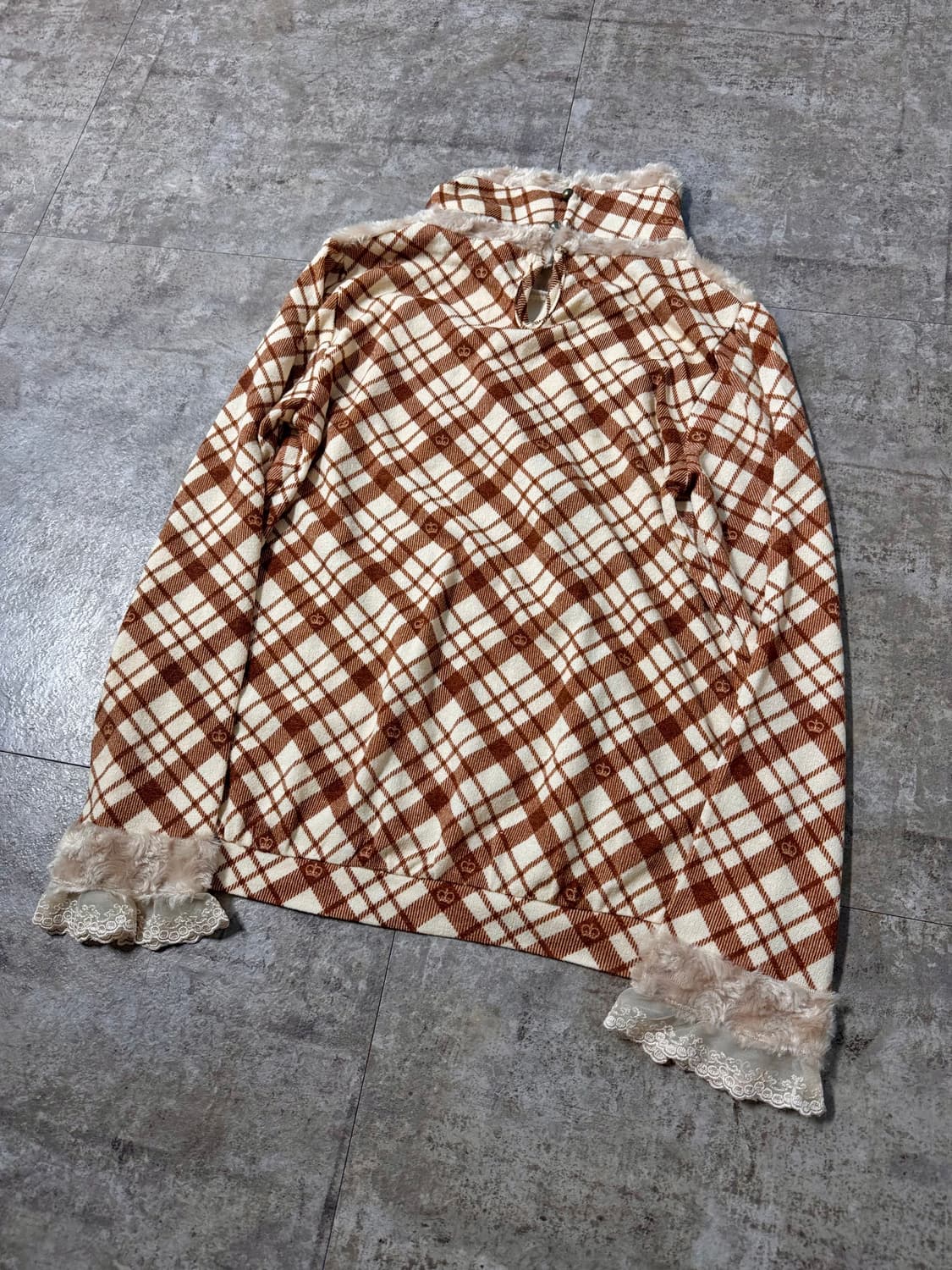 퍼 레이스 체크 패턴 니트 부클 스커트 2pcs SET 상품이미지7