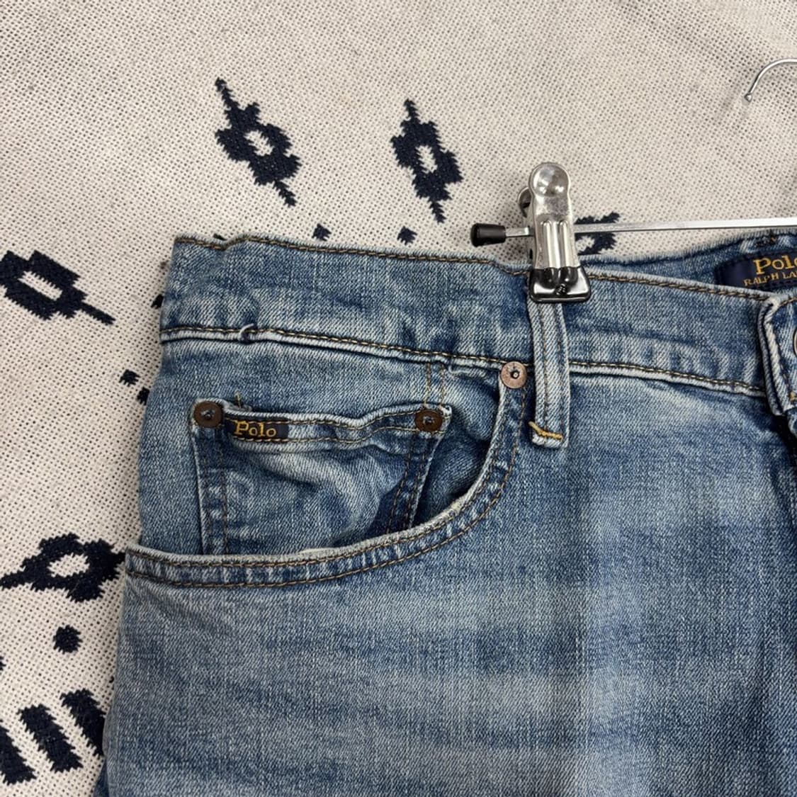 폴로 랄프로렌 소가죽패치 스판 데님 청바지 34인치 P00078 상품이미지3