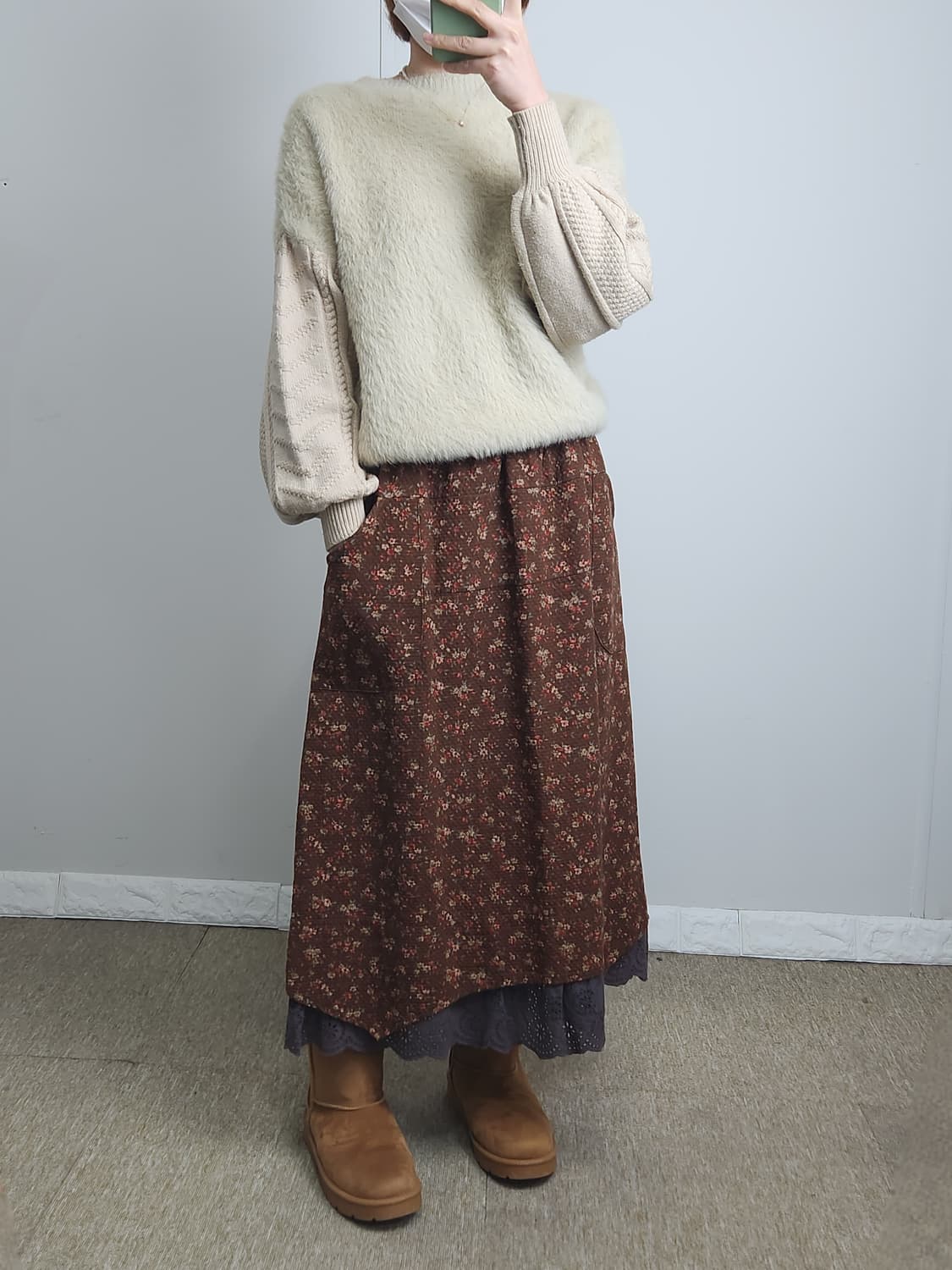 잔꽃 레이스 롱 스커트 상품이미지4