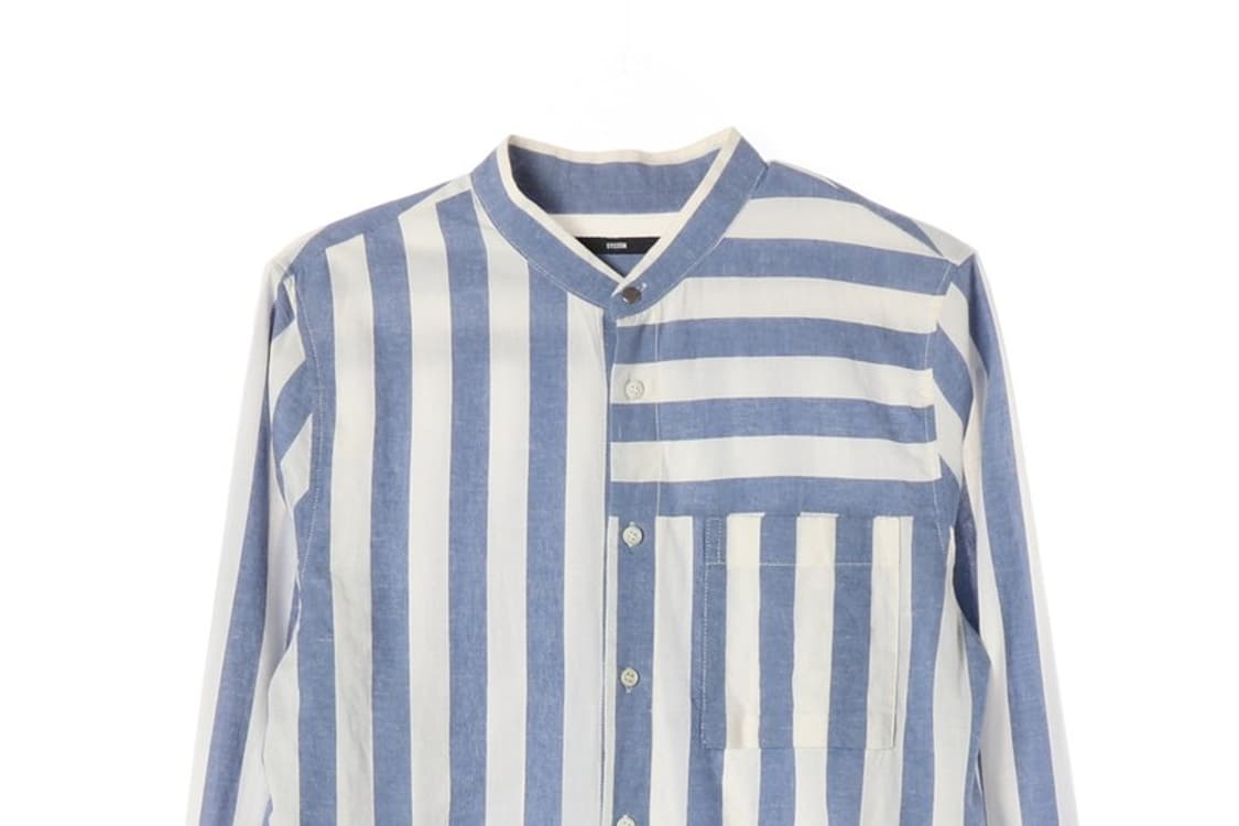 시스템 옴므 밴드카라 멀티 스트라이프 셔츠 L 상품이미지3