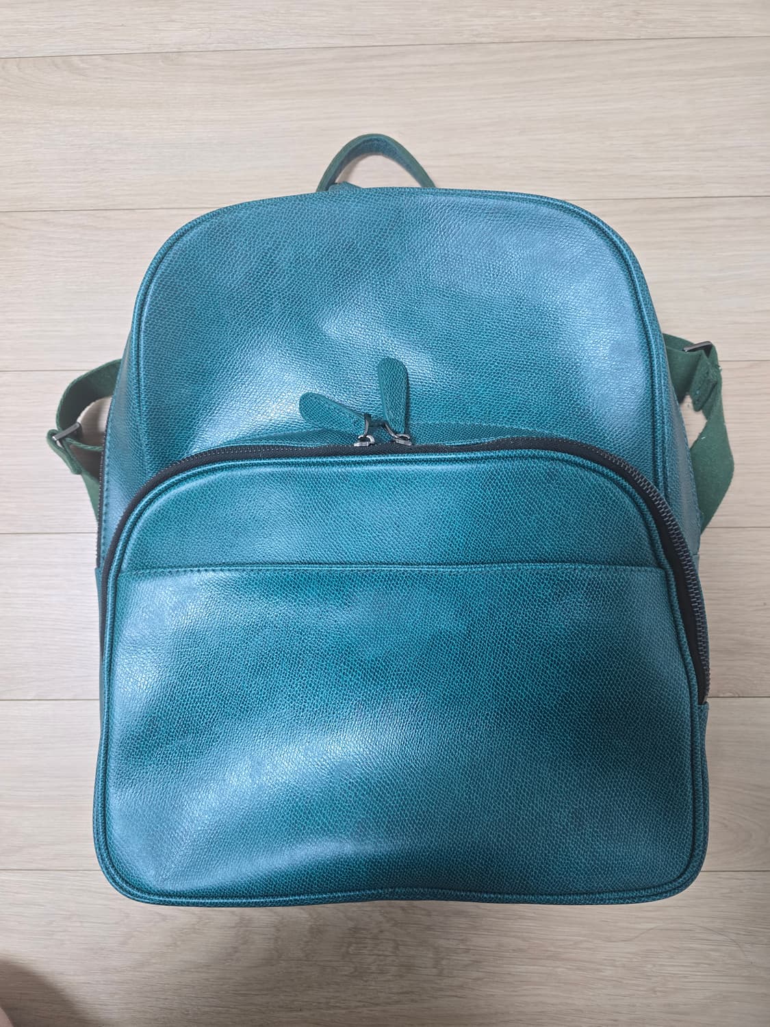 킨록 빈티지 소가죽 청록색 백팩 상품이미지1