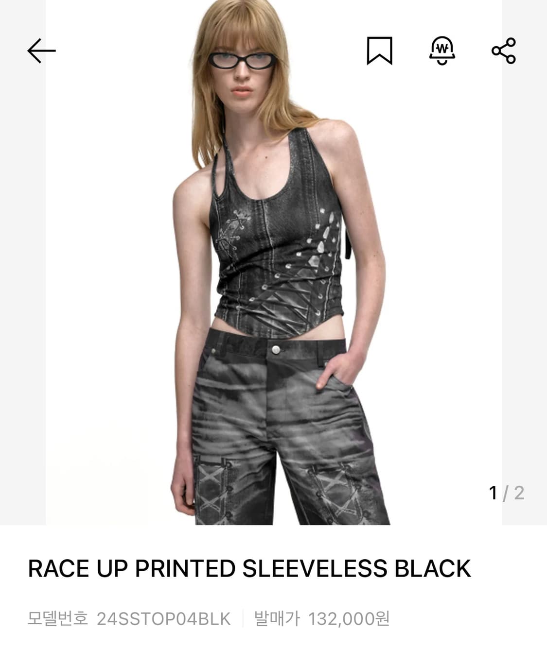나체 RACE UP PRINTED SLEEVELESS BLACK 상품이미지1