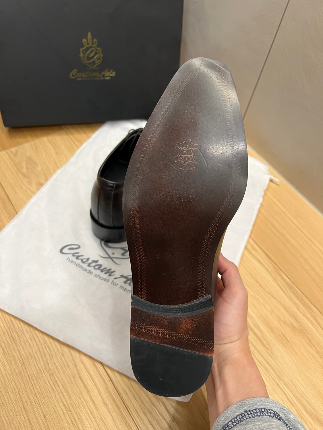 커스텀에이드 키높이 7cm 스트레이트팁 소가죽 옥스퍼드 정장구두 (260 상품이미지4