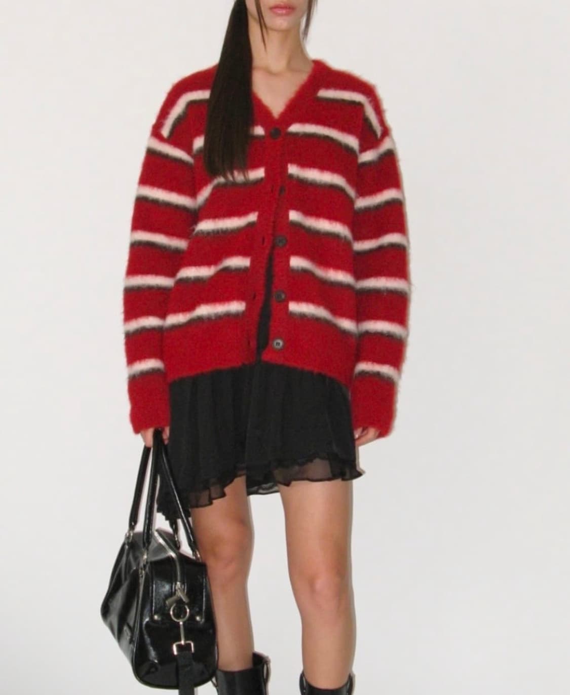 원가15만원) 태연 착용 썬번프로젝트 헤어리 스트라이프 가디건 상품이미지7