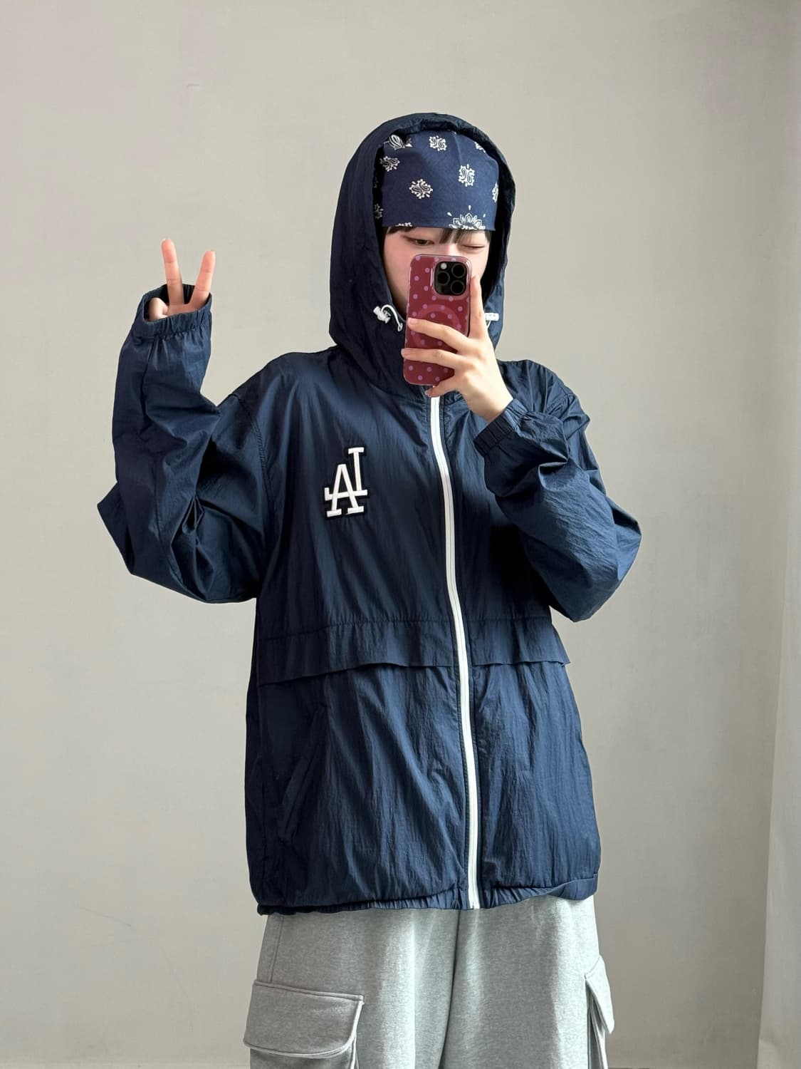 MLB 네이비 후드 바람막이 상품이미지2