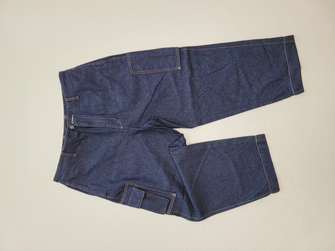 스파오 SPAO 남자 배기핏 카고 청바지 33 네이비 상품이미지1