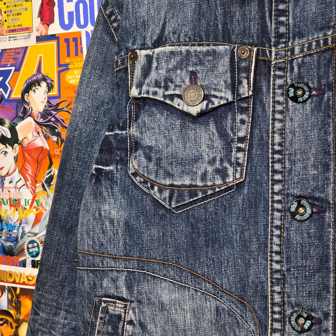 빈티지 중청 워싱 스티치 쉐르파 데님 자켓 상품이미지4