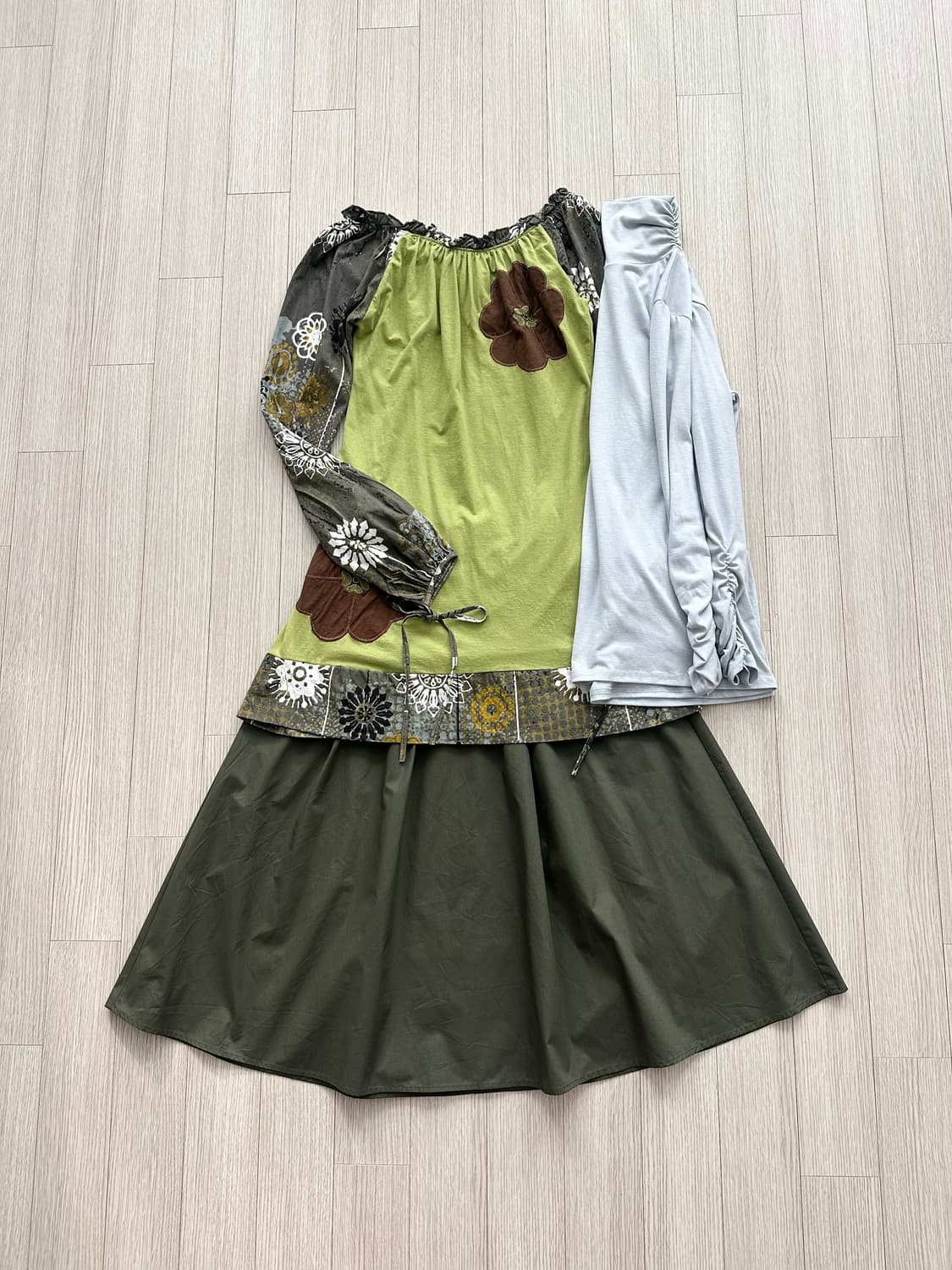 jpn 말차코어 히피 웨스턴 하구미 스즈코 모리걸 레이어드 코디세트 상품이미지6