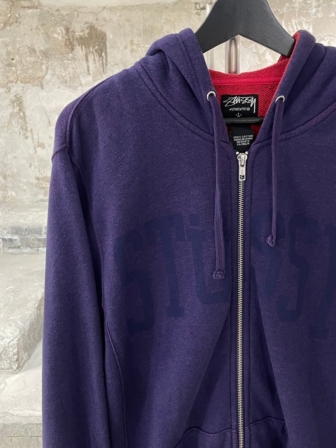 스투시 퍼플 어센틱 스펠 아웃 후디 집업 상품이미지2