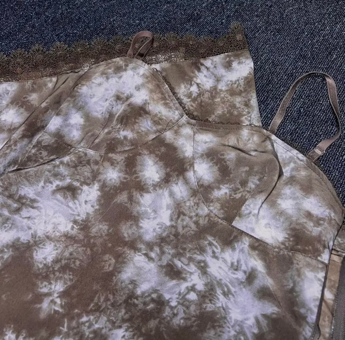 (단종) 러닝하이 레이스 포인트 타이다이 미니 원피스 [블루 차콜] 상품이미지2