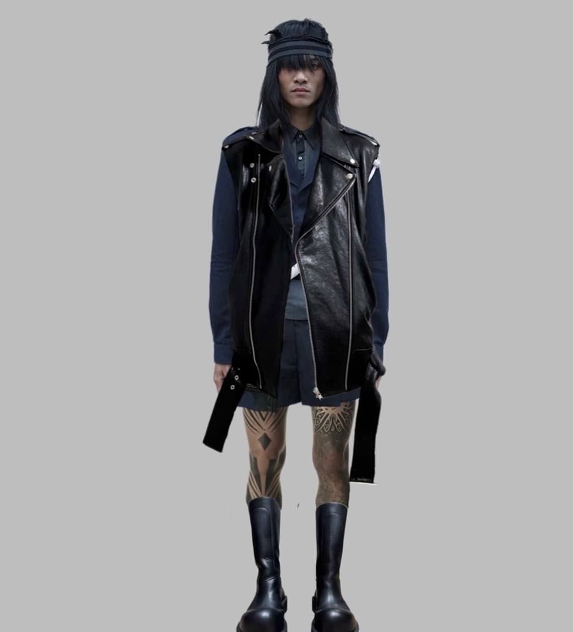 STEPPA  오버핏 메탈 엔젤윙 스터드 양가죽 베스트 상품이미지1