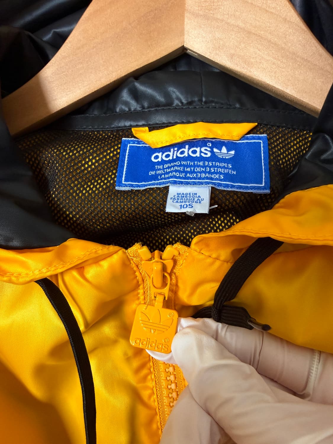 아디다스 오리지널 바람막이 105 / 옐로우 블랙 후드 윈드브레이커 /  상품이미지7