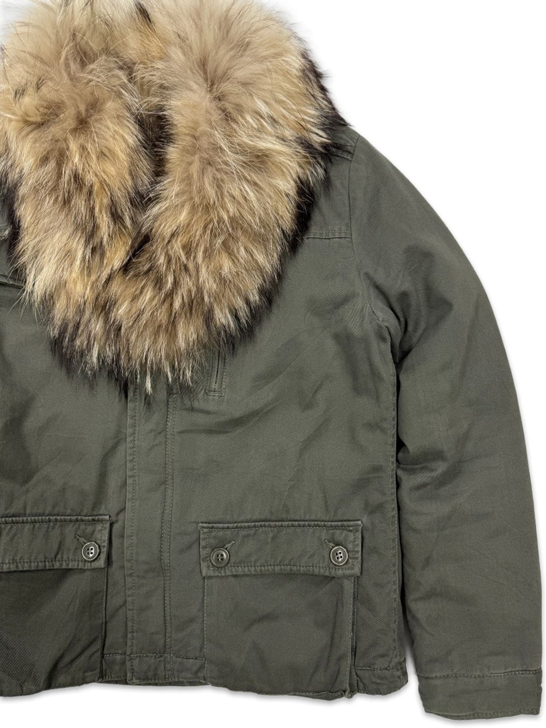 빈티지 DUALGARNET 카키 퍼 패딩 자켓 상품이미지2