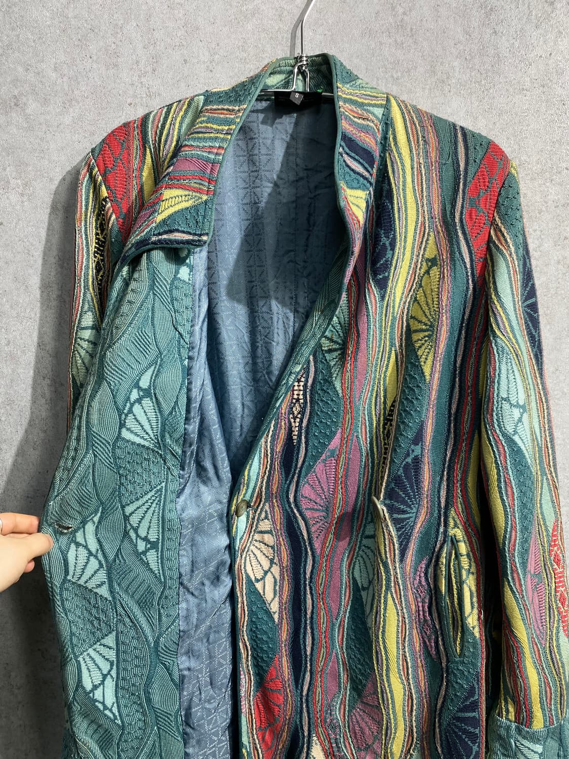 [M] 90s COOGI 쿠지 우먼스 케이블 니트 롱 가디건 상품이미지5