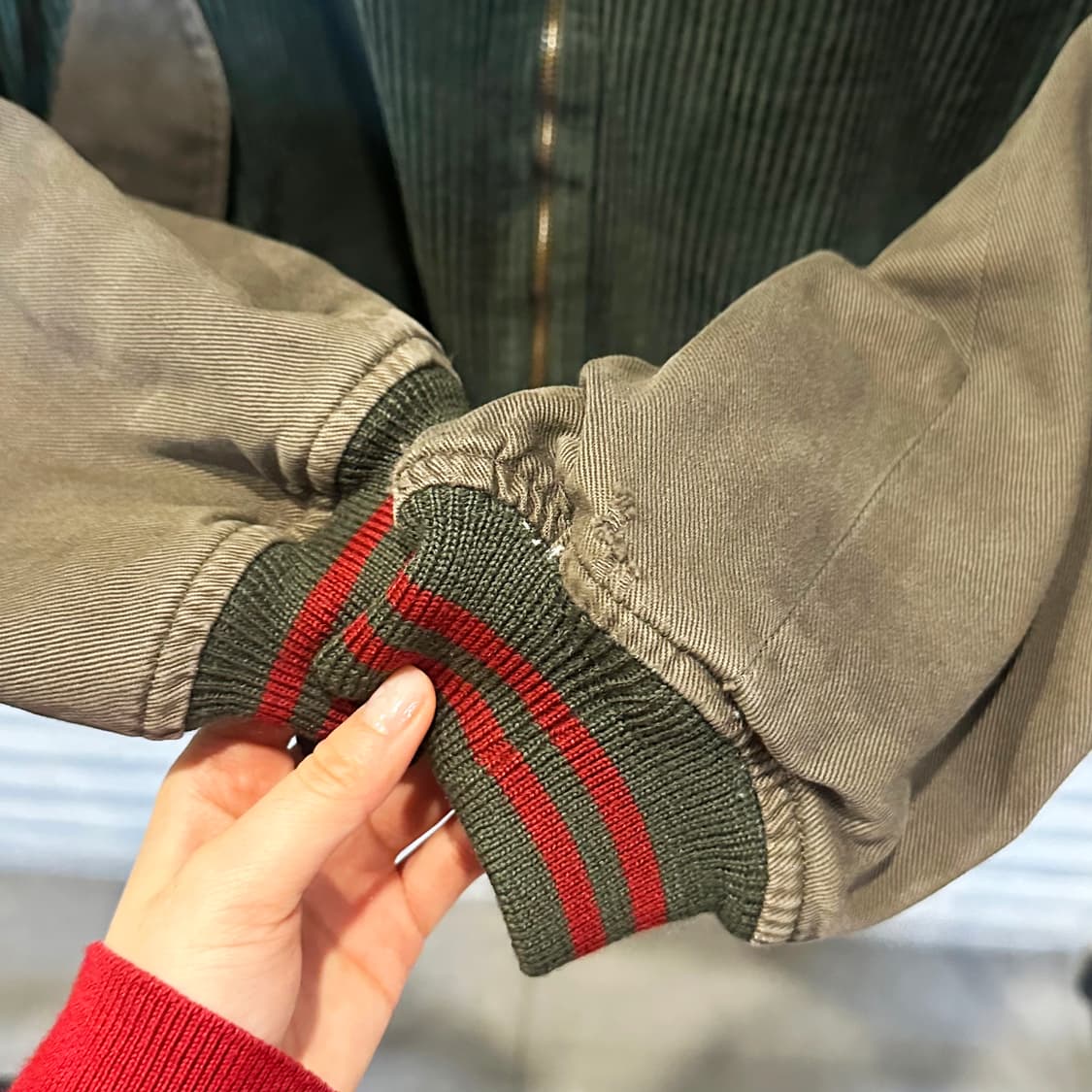 JPN VINTAGE 코듀로이 블루종 자켓 어스톤 배색 디테일 딥그린 상품이미지8