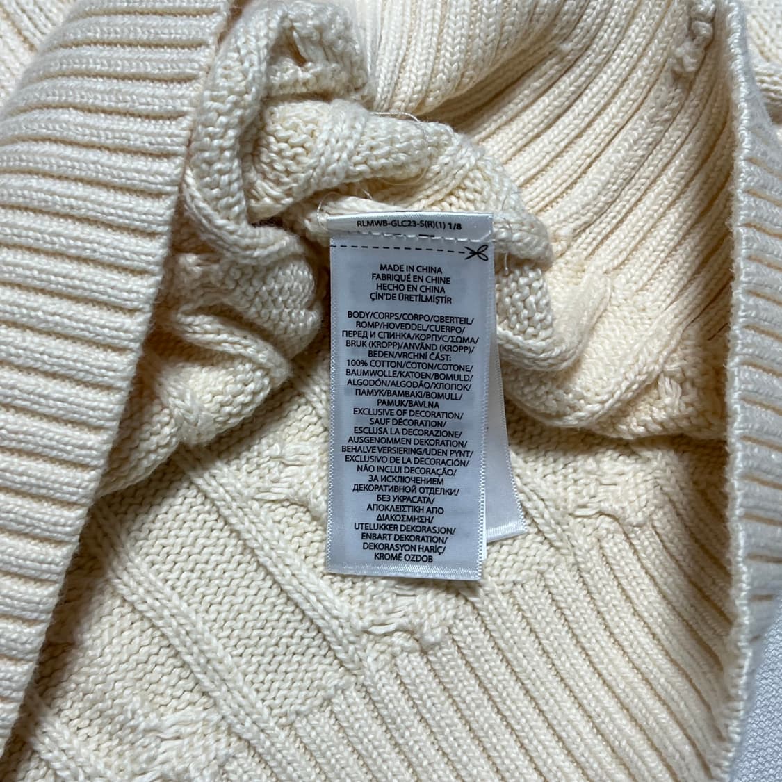 Polo Ralph Lauren 정품 여성용 아이보리 코튼 케이블 니트 상품이미지4
