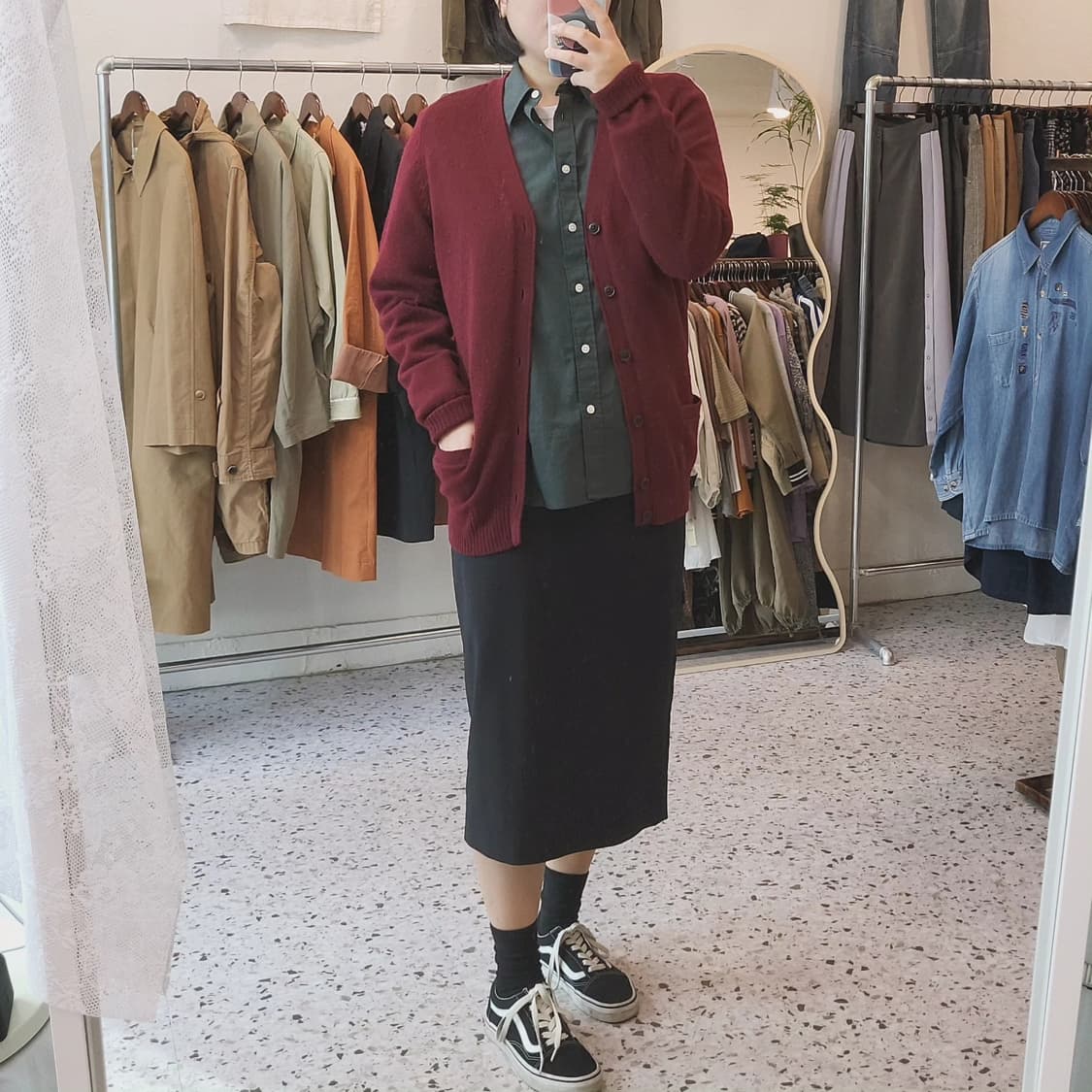 유니클로 버건디레드 울가디건 상품이미지5