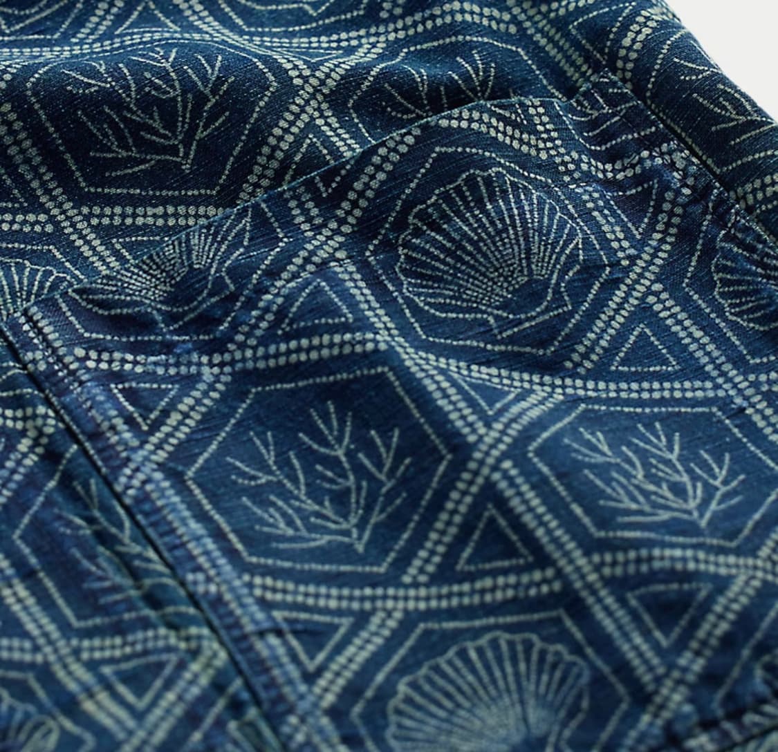 RRL 인디고 셀 프린트 리넨 코튼 셔츠 상품이미지5